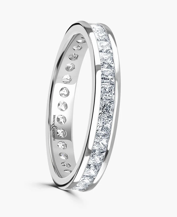 Platinum 1.00ct Princess Cut Diamond Channel Set Full Eternity Ring