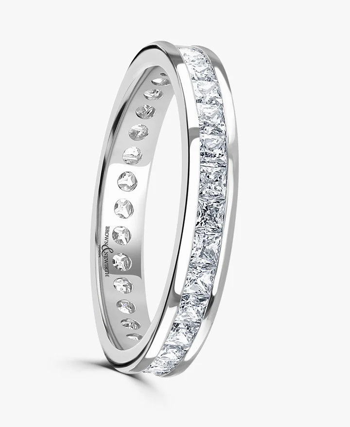 Platinum 1.00ct Princess Cut Diamond Channel Set Full Eternity Ring