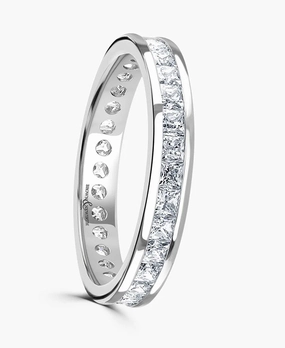 Platinum 1.00ct Princess Cut Diamond Channel Set Full Eternity Ring