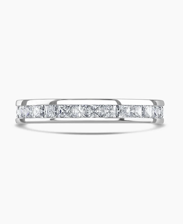 Platinum 1.00ct Princess Cut Diamond Channel Set Full Eternity Ring