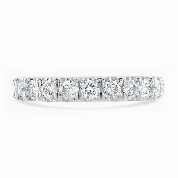 Platinum 1.00ct Round Brilliant Cut Diamond Claw Set Half Eternity Ring