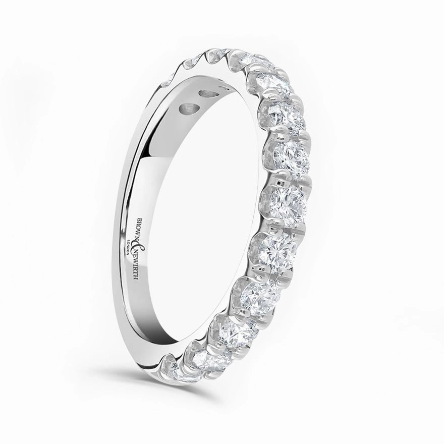 Platinum 1.00ct Round Brilliant Cut Diamond Claw Set Half Eternity Ring