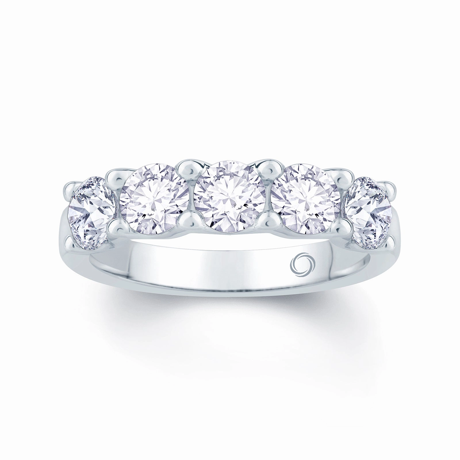 Platinum 1.00ct Round Brilliant Cut Diamond Half Eternity Ring