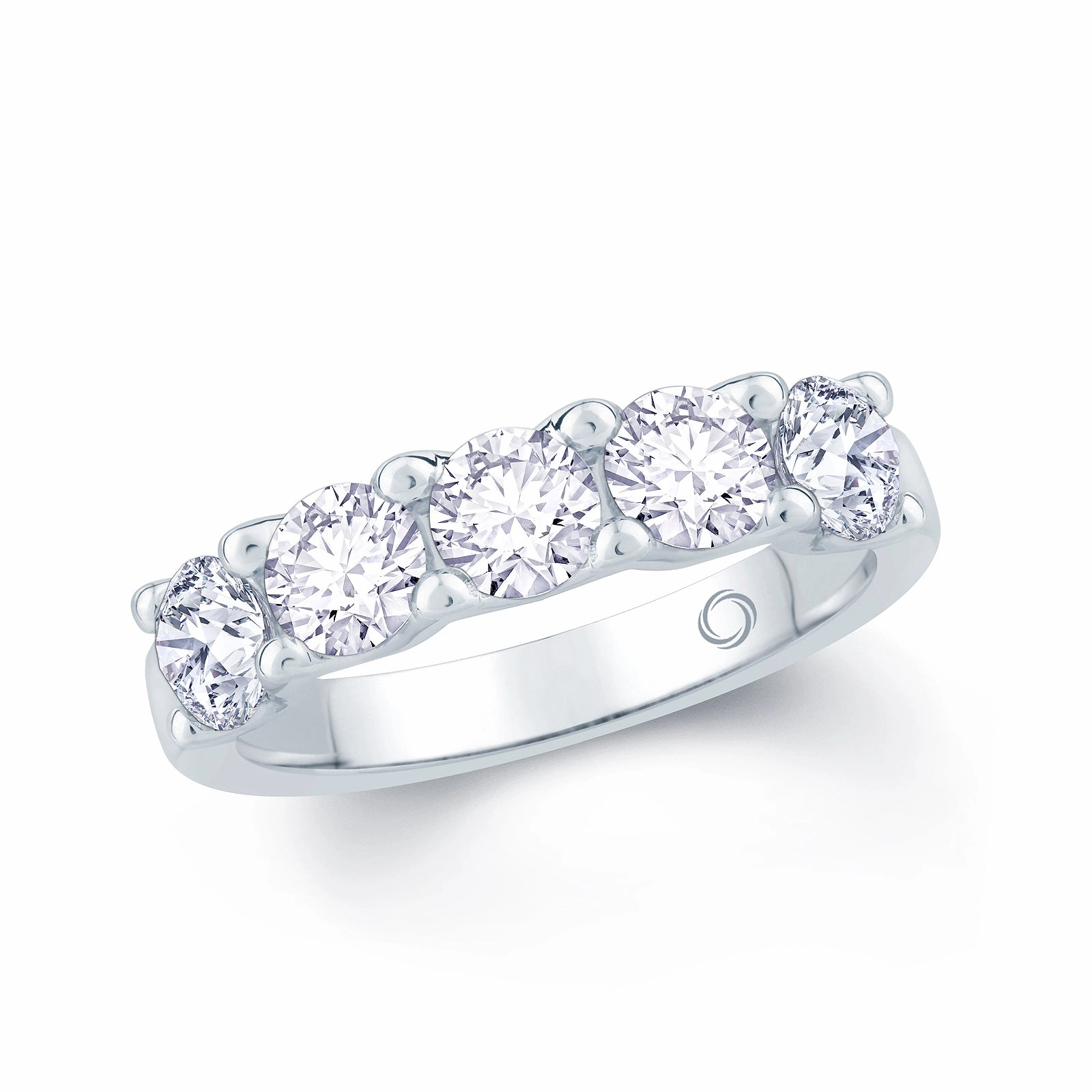 Platinum 1.00ct Round Brilliant Cut Diamond Half Eternity Ring