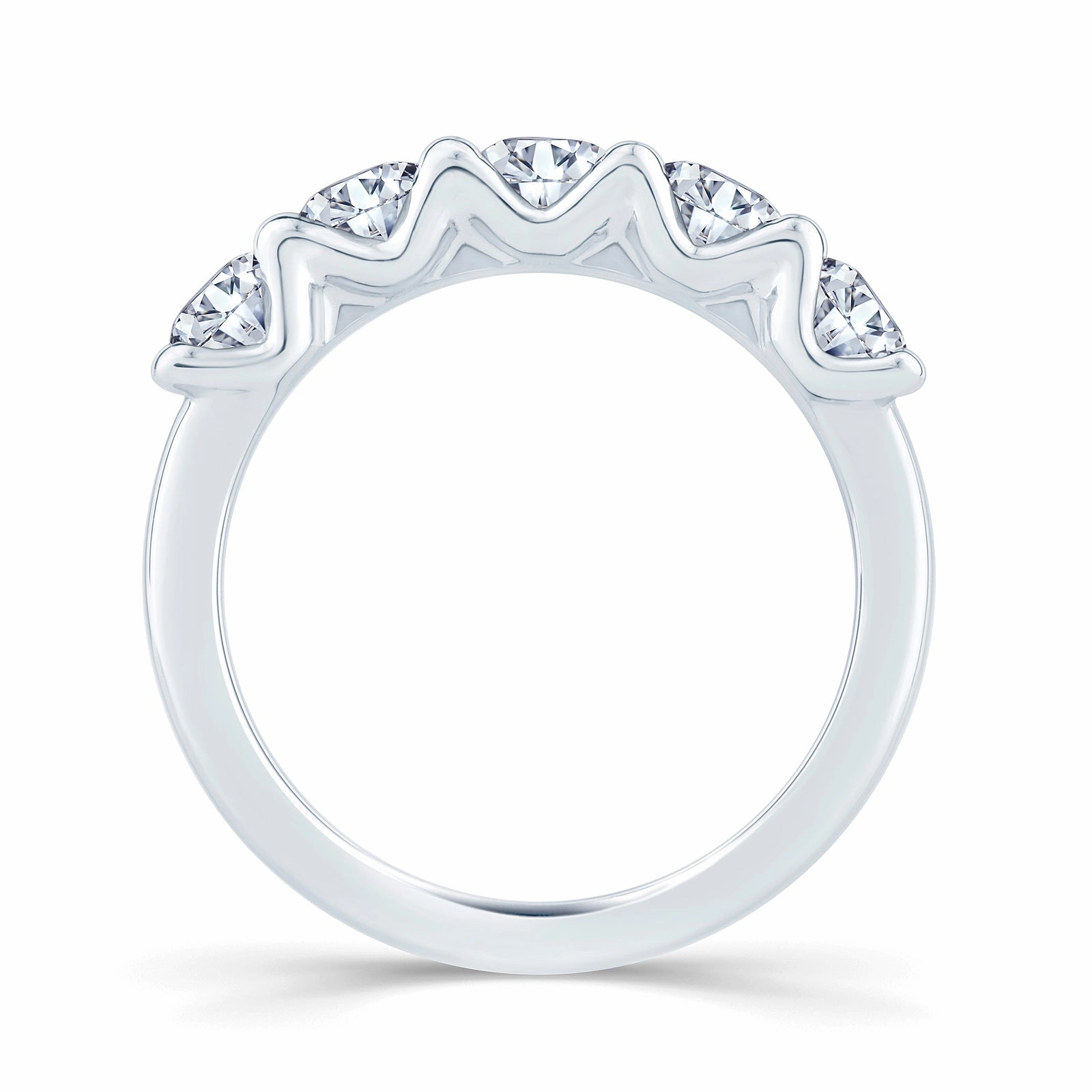Platinum 1.00ct Round Brilliant Cut Diamond Half Eternity Ring