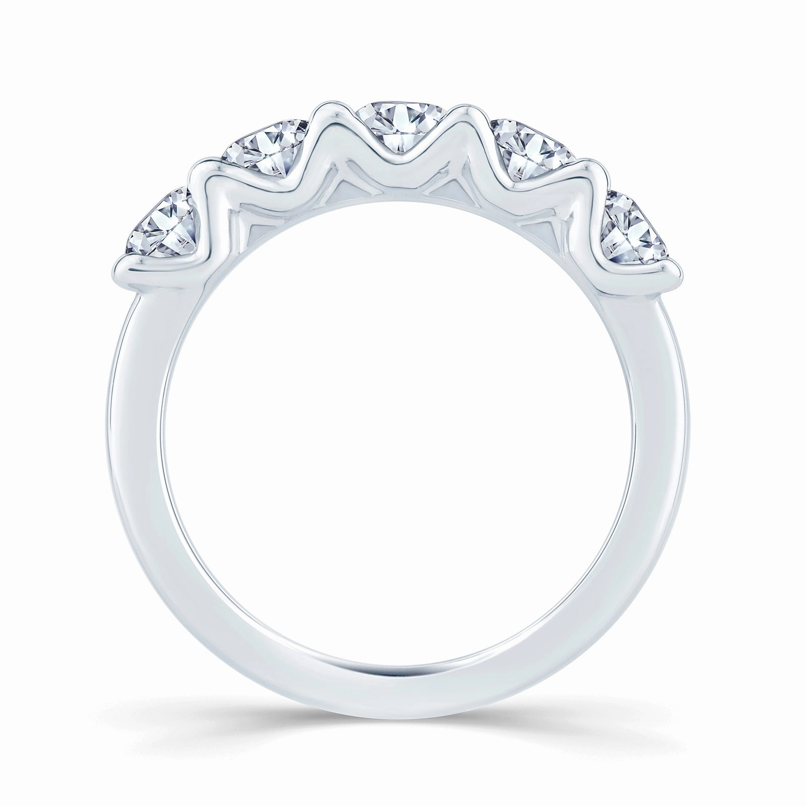 Platinum 1.00ct Round Brilliant Cut Diamond Half Eternity Ring