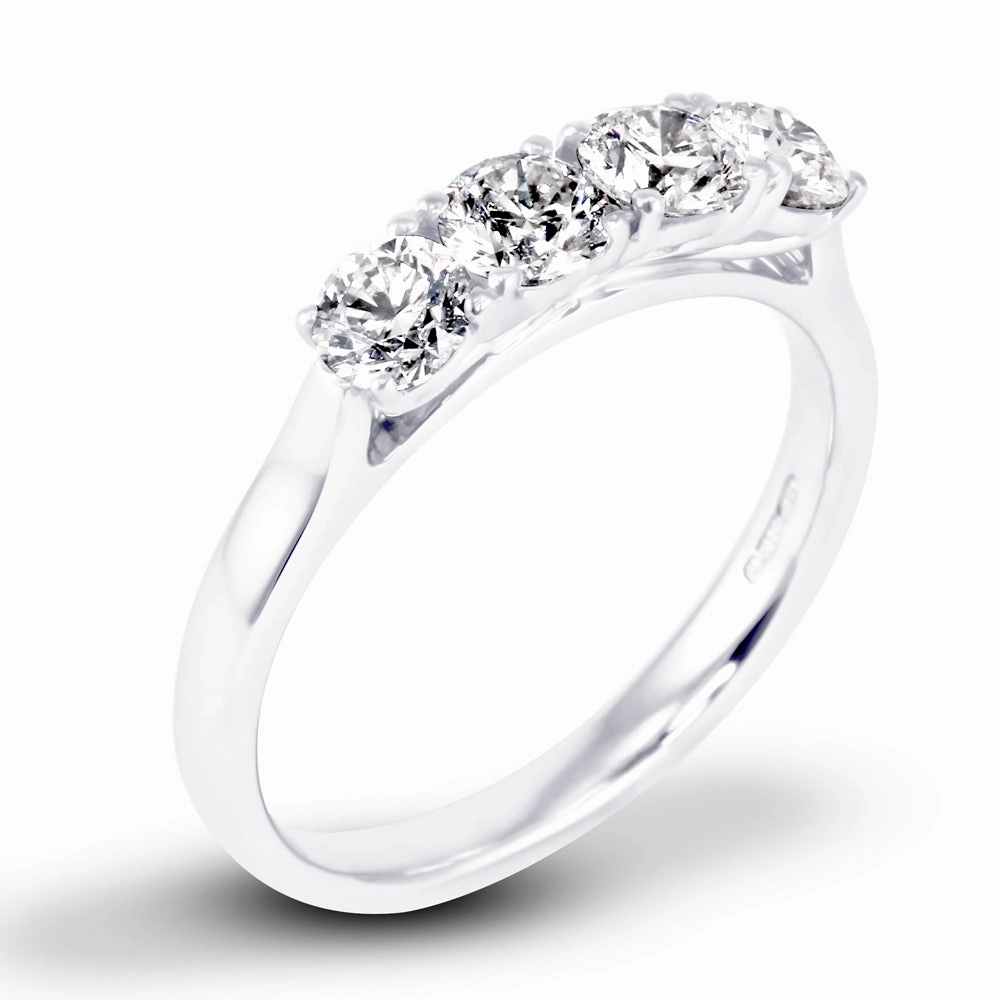Platinum 1.05ct Round Brilliant Cut Diamond Four Stone Ring