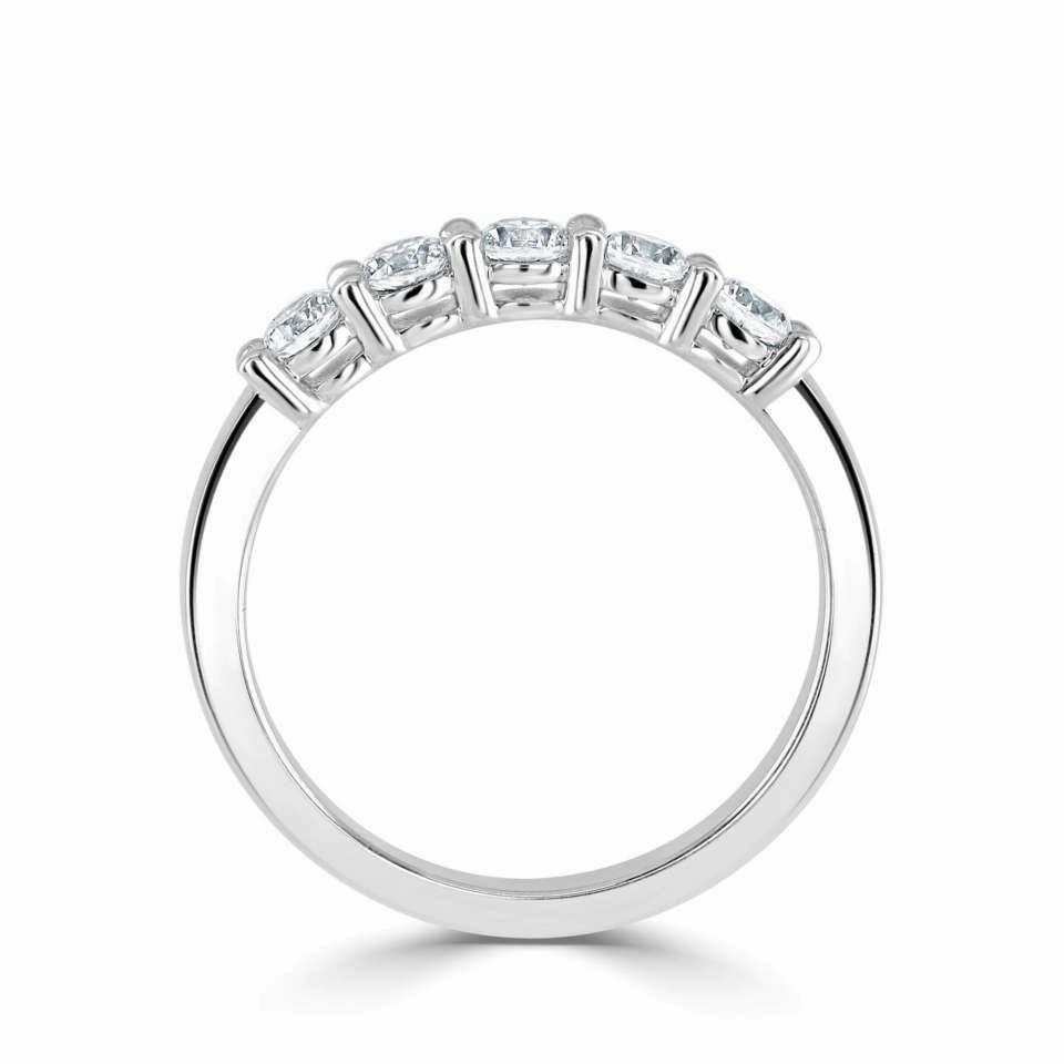 Platinum 1.10ct Round Brilliant Cut Diamond Five Stone Half Eternity Ring