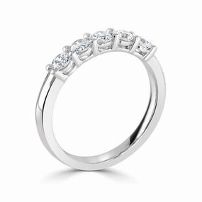 Platinum 1.10ct Round Brilliant Cut Diamond Five Stone Half Eternity Ring