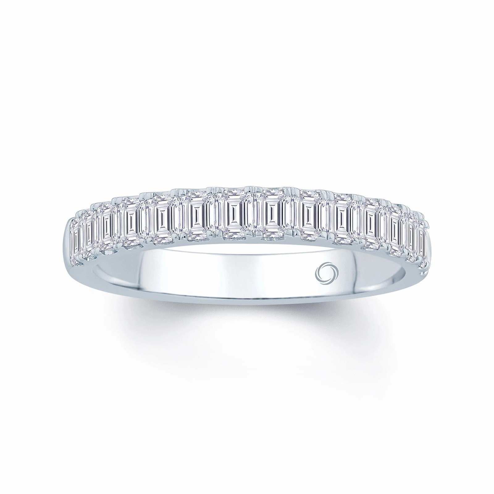 Platinum 1.50ct Emerald Cut Diamond Claw Set Half Eternity Ring