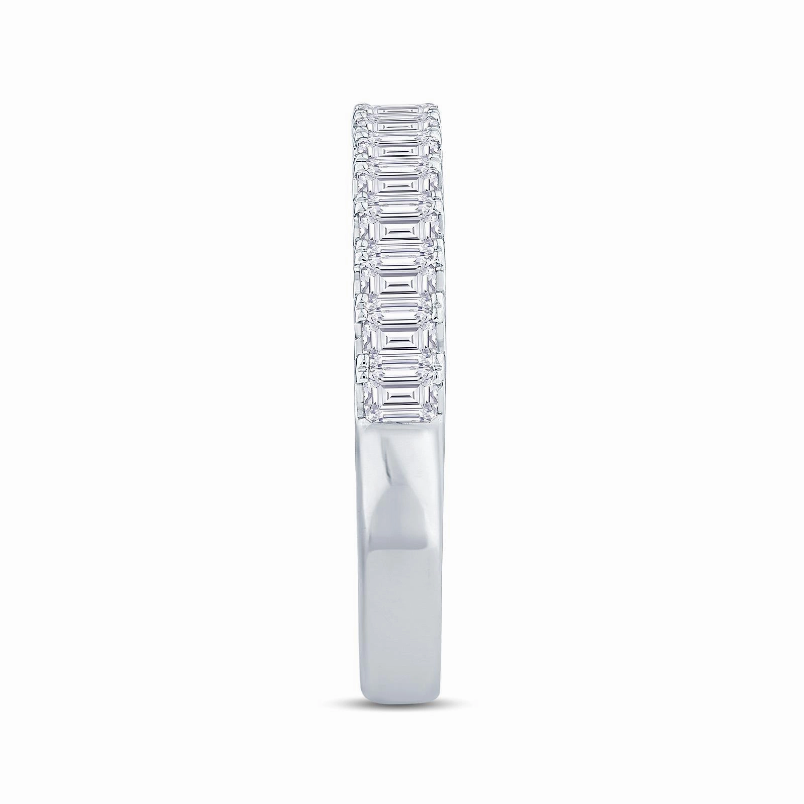Platinum 1.50ct Emerald Cut Diamond Claw Set Half Eternity Ring
