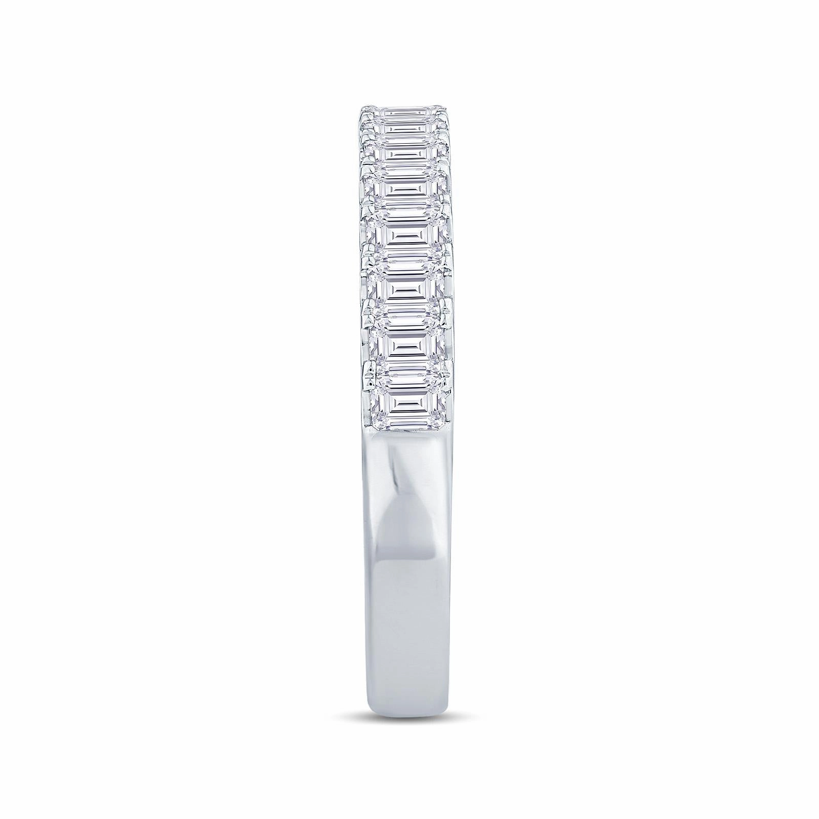 Platinum 1.50ct Emerald Cut Diamond Claw Set Half Eternity Ring