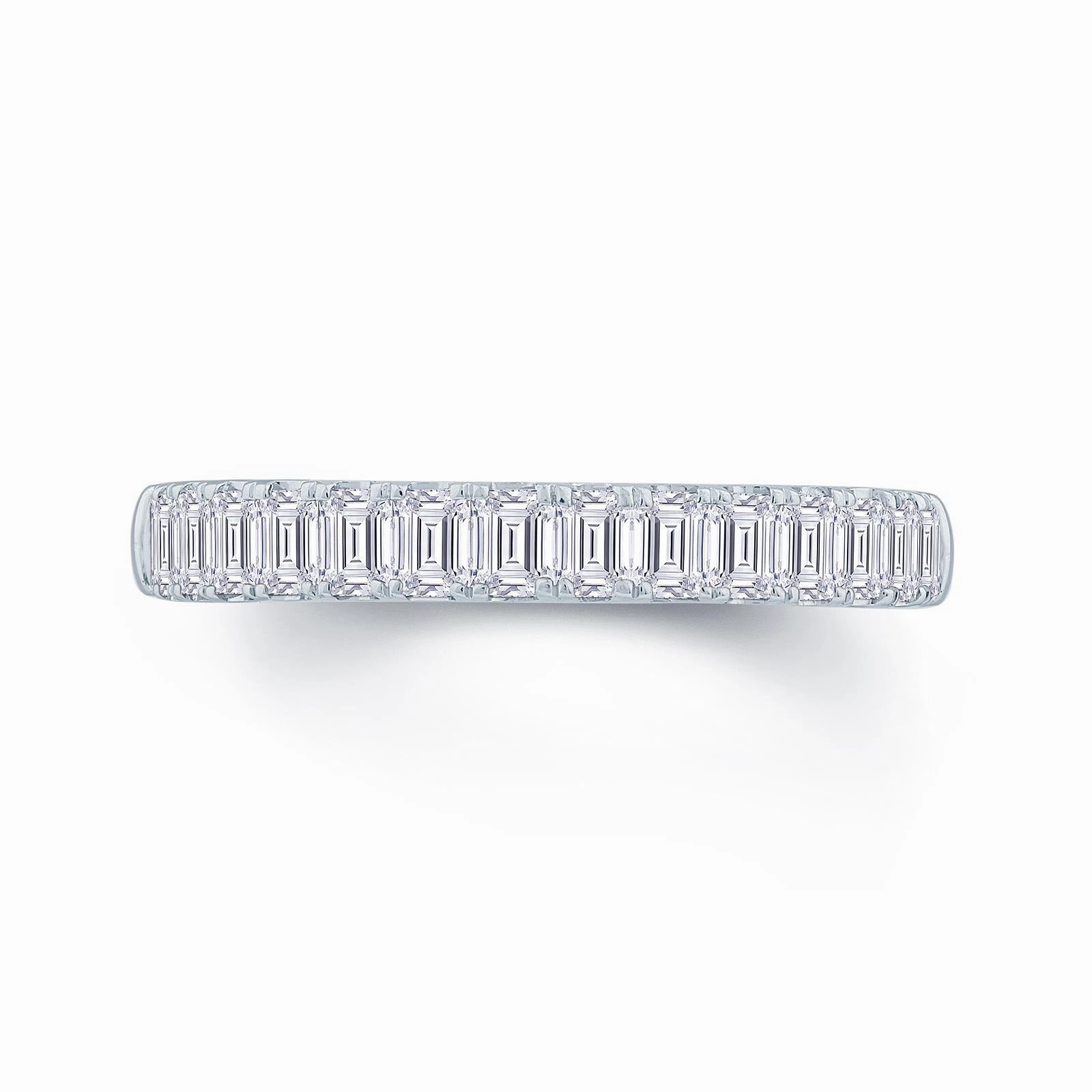Platinum 1.50ct Emerald Cut Diamond Claw Set Half Eternity Ring