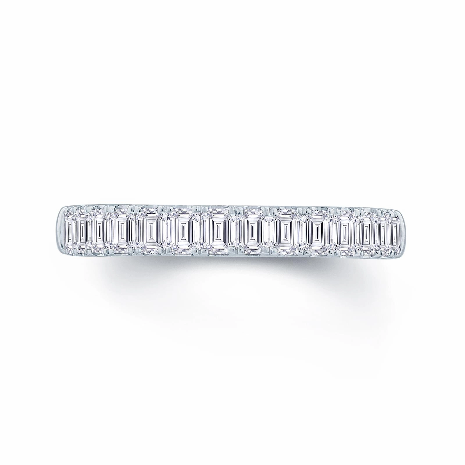Platinum 1.50ct Emerald Cut Diamond Claw Set Half Eternity Ring