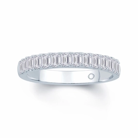 Platinum 1.50ct Emerald Cut Diamond Claw Set Half Eternity Ring