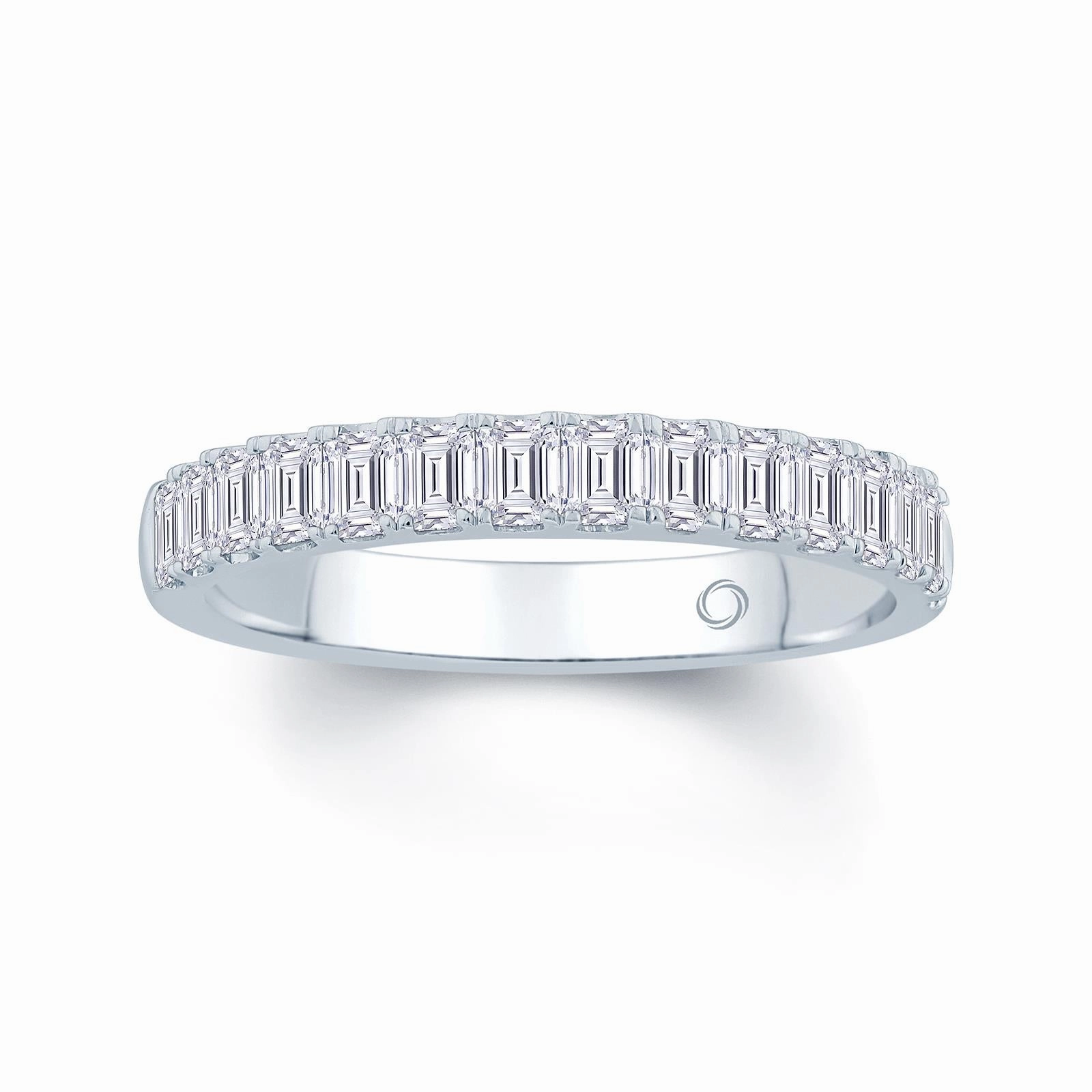Platinum 1.50ct Emerald Cut Diamond Claw Set Half Eternity Ring