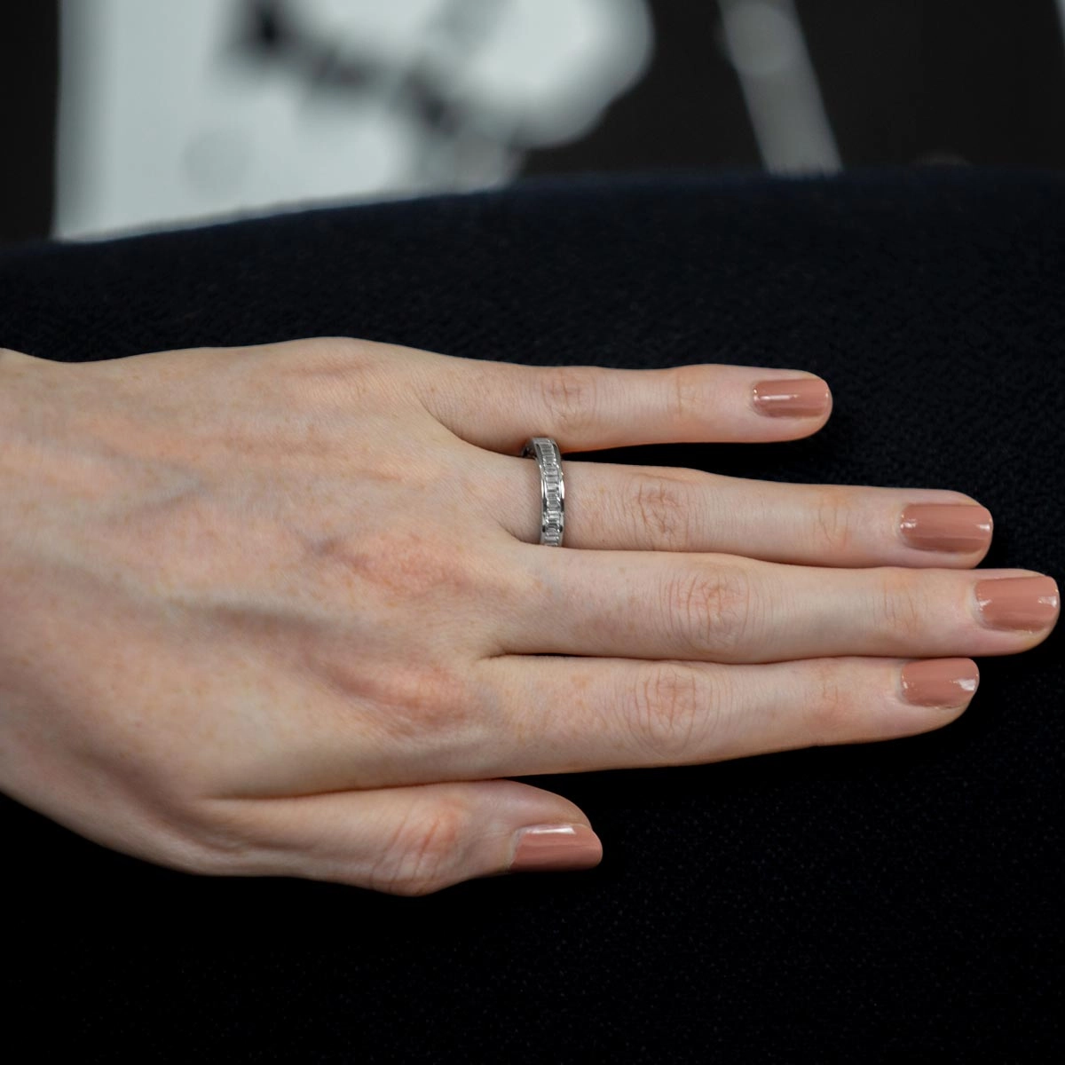 Platinum 1ct Baguette Cut Diamond Full Eternity Ring