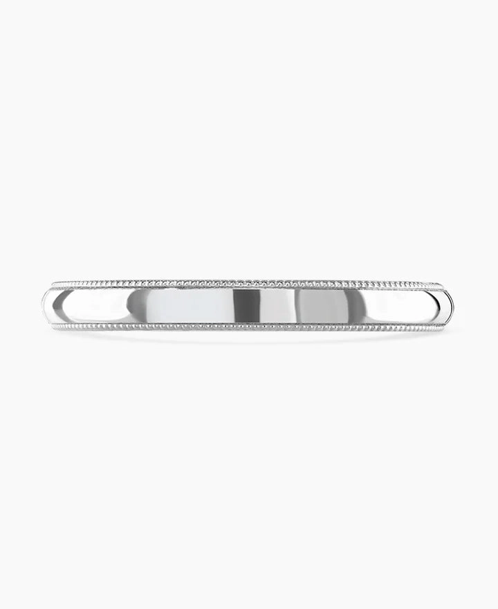 Platinum 3mm Medium Court Ladies Milgrain Wedding Ring