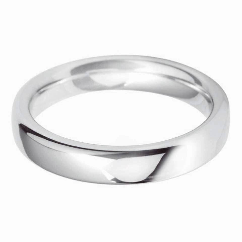 Platinum 4mm Heavy Court Gents Wedding Ring
