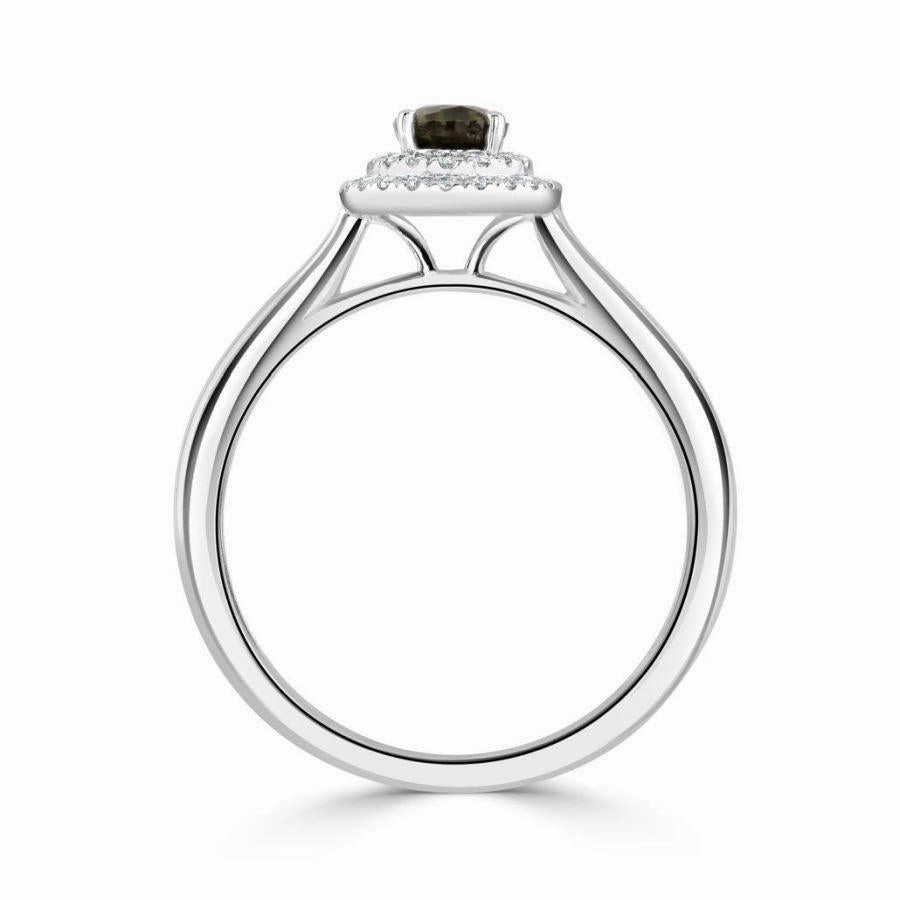 Platinum Oval Cut Alexandrite & Diamond Double Halo Cluster Ring