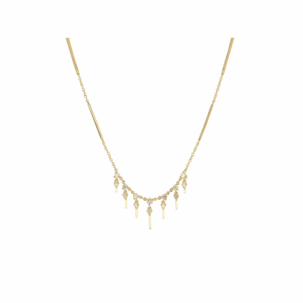 Rachel Reid 14k Diamond Bar Drop Necklace