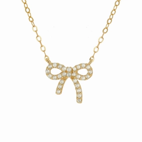 Rachel Reid 14k Mini Diamond Bow Necklace