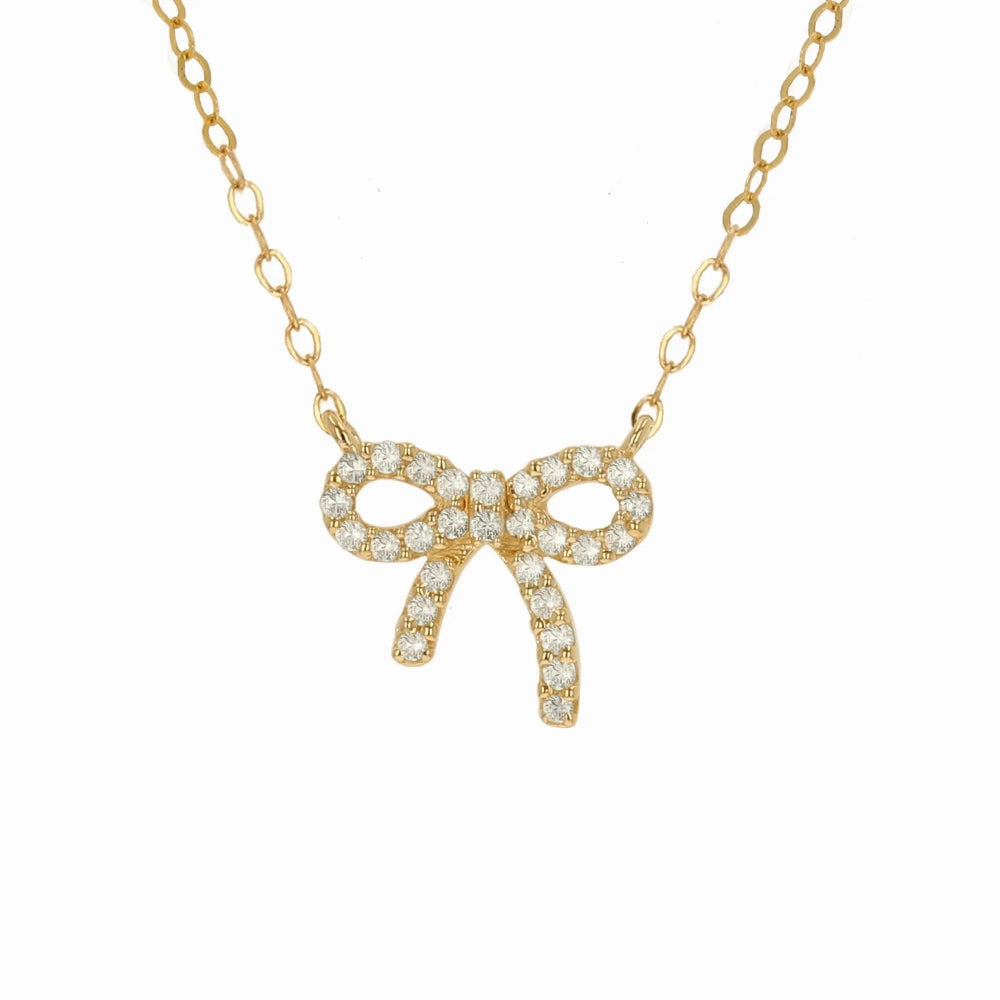 Rachel Reid 14k Mini Diamond Bow Necklace