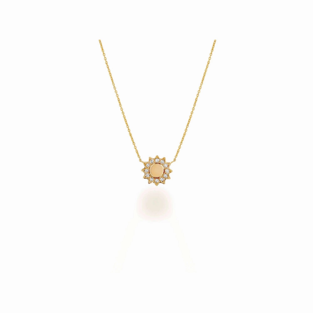 Rachel Reid 14k Mini Diamond Sun Pendant Necklace