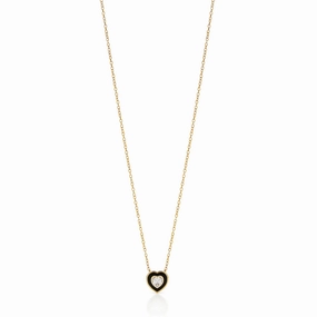 Rachel Reid Black Enamel and White Topaz Heart Pendant
