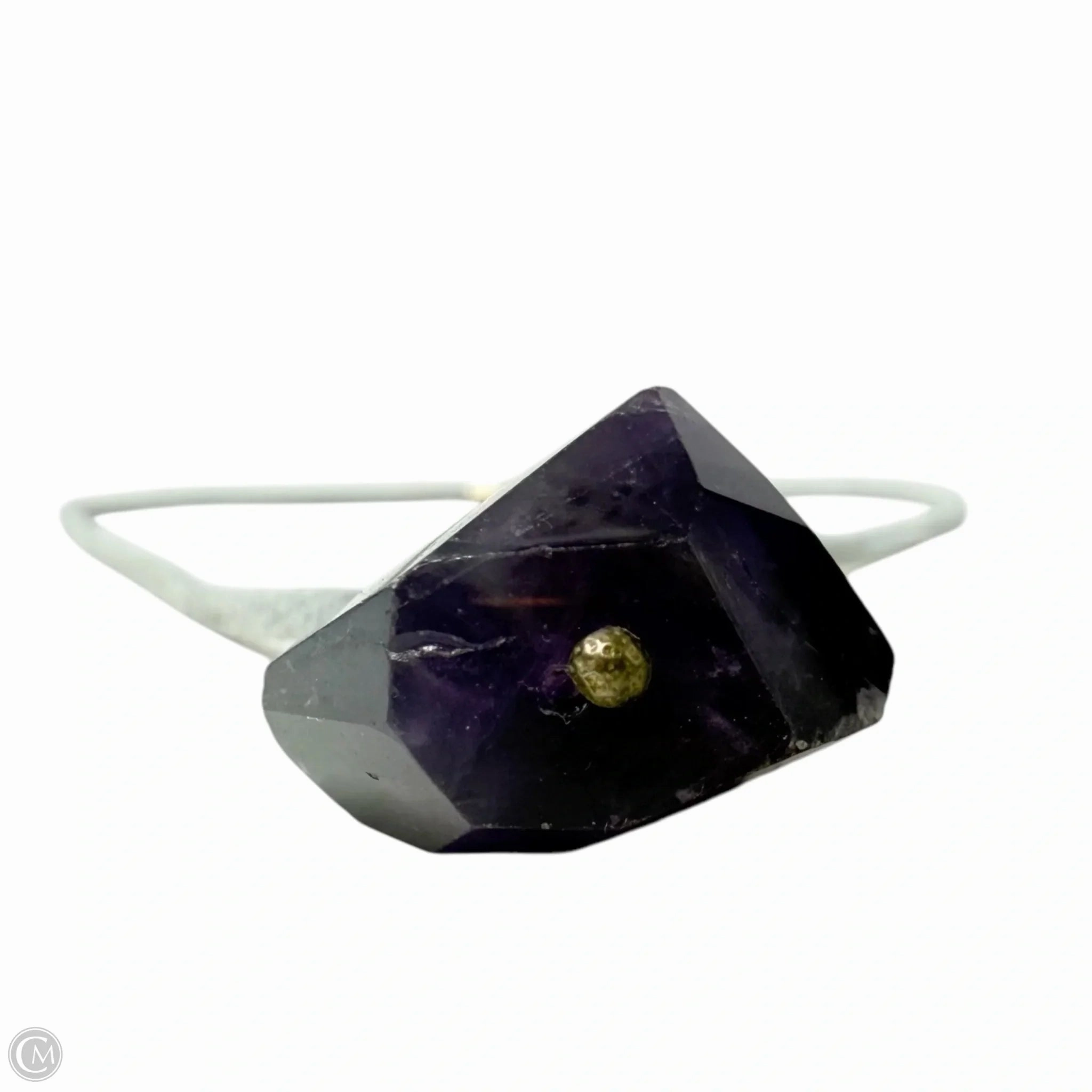 Raw Amethyst Pendant Necklace On Leather Cord With Sterling Clasp By Cmc