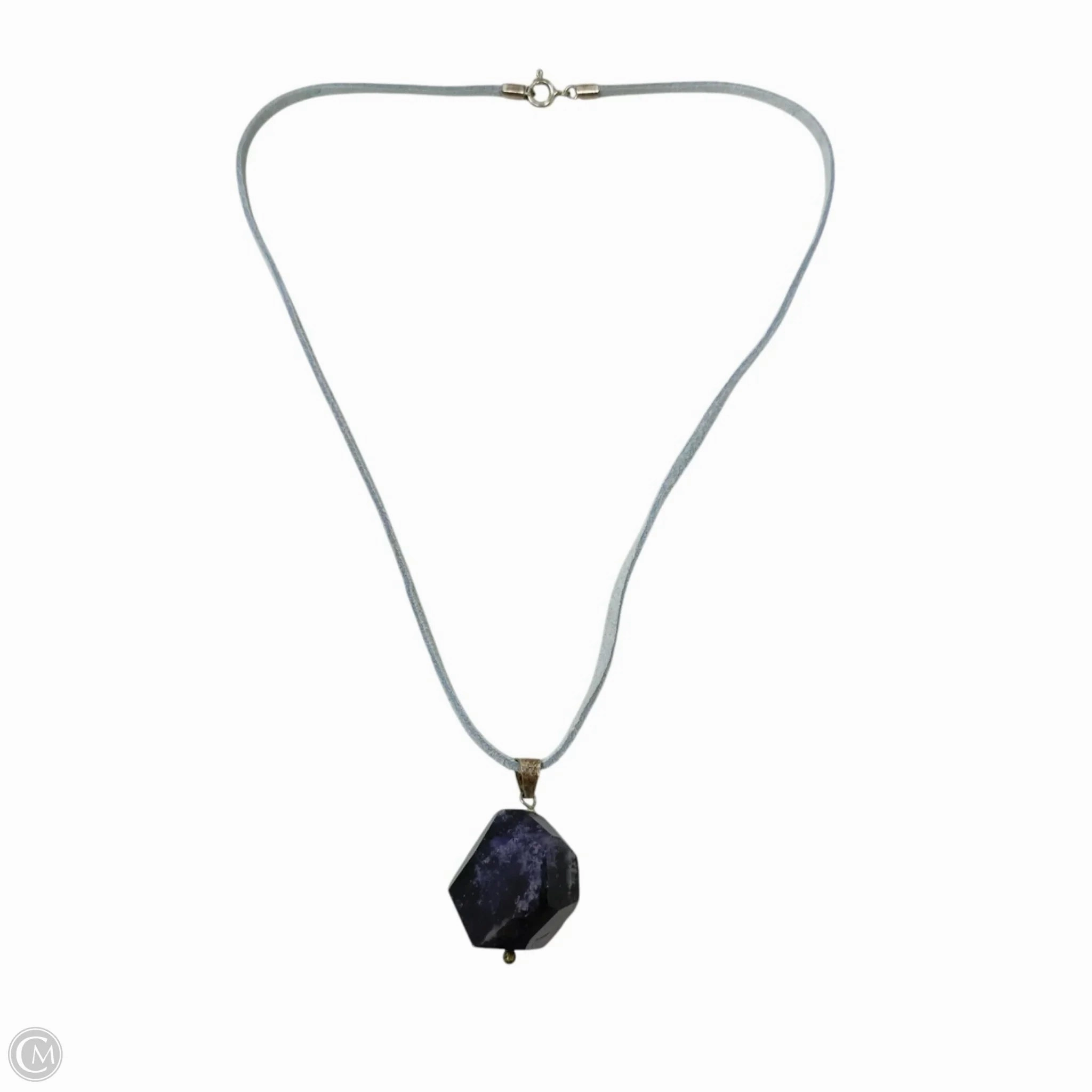 Raw Amethyst Pendant Necklace On Leather Cord With Sterling Clasp By Cmc