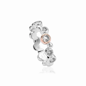Silver & 9ct Rose Gold Celebration White Topaz Set Ring