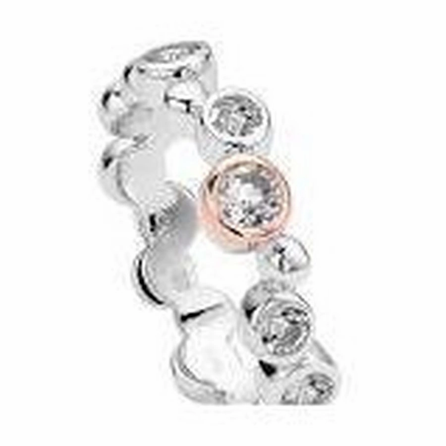 Silver & 9ct Rose Gold Celebration White Topaz Set Ring