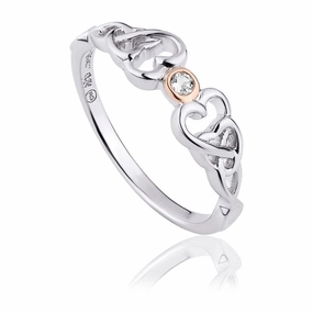Silver & 9ct Rose Gold Lovespoons Ring