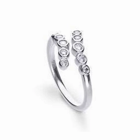 Silver Cubic Zirconia Crossover Ring, size O