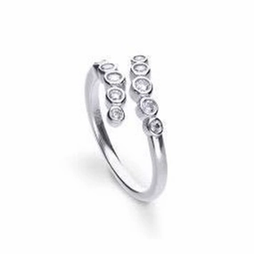 Silver Cubic Zirconia Set Crossover Ring, size P