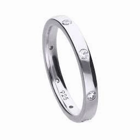 Silver Cubic Zirconia Set Ring, size N