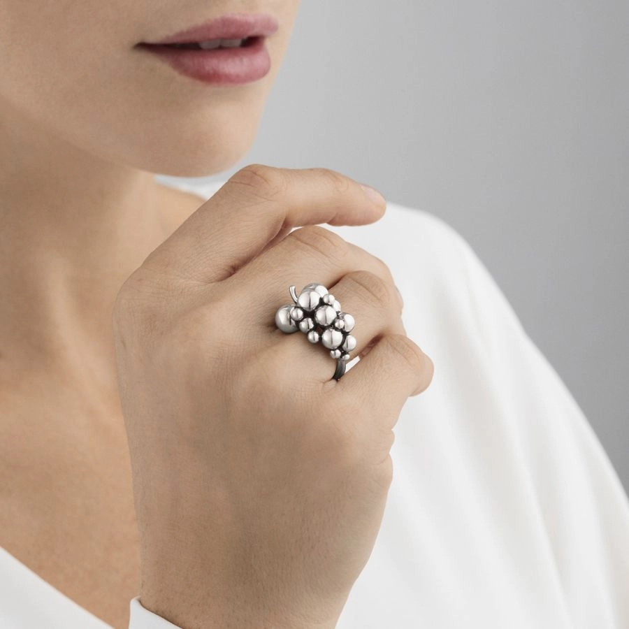 Silver Moonlight Grapes Ring