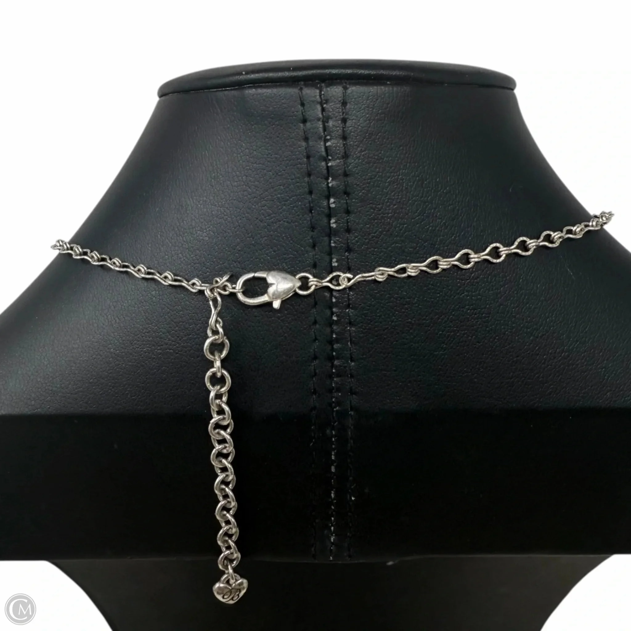 Silver Tone & Crystal Square Bead Charm Necklace By Brighton