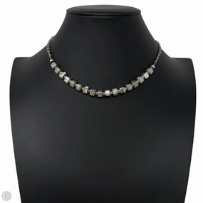 Silver Tone & Crystal Square Bead Charm Necklace By Brighton