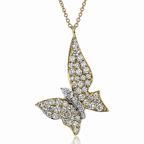 Simon G. 18k Gold Diamond Butterfly Pendant Necklace