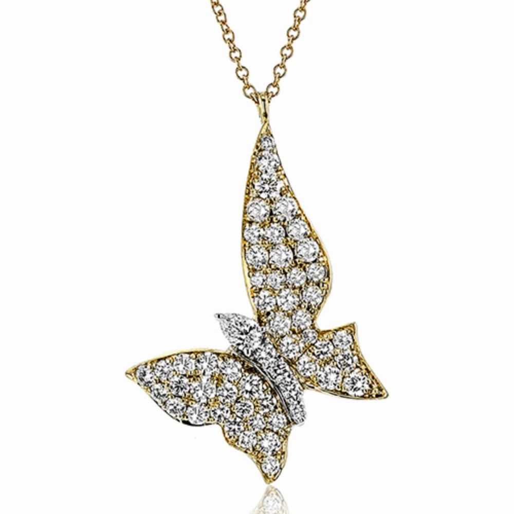 Simon G. 18k Gold Diamond Butterfly Pendant Necklace