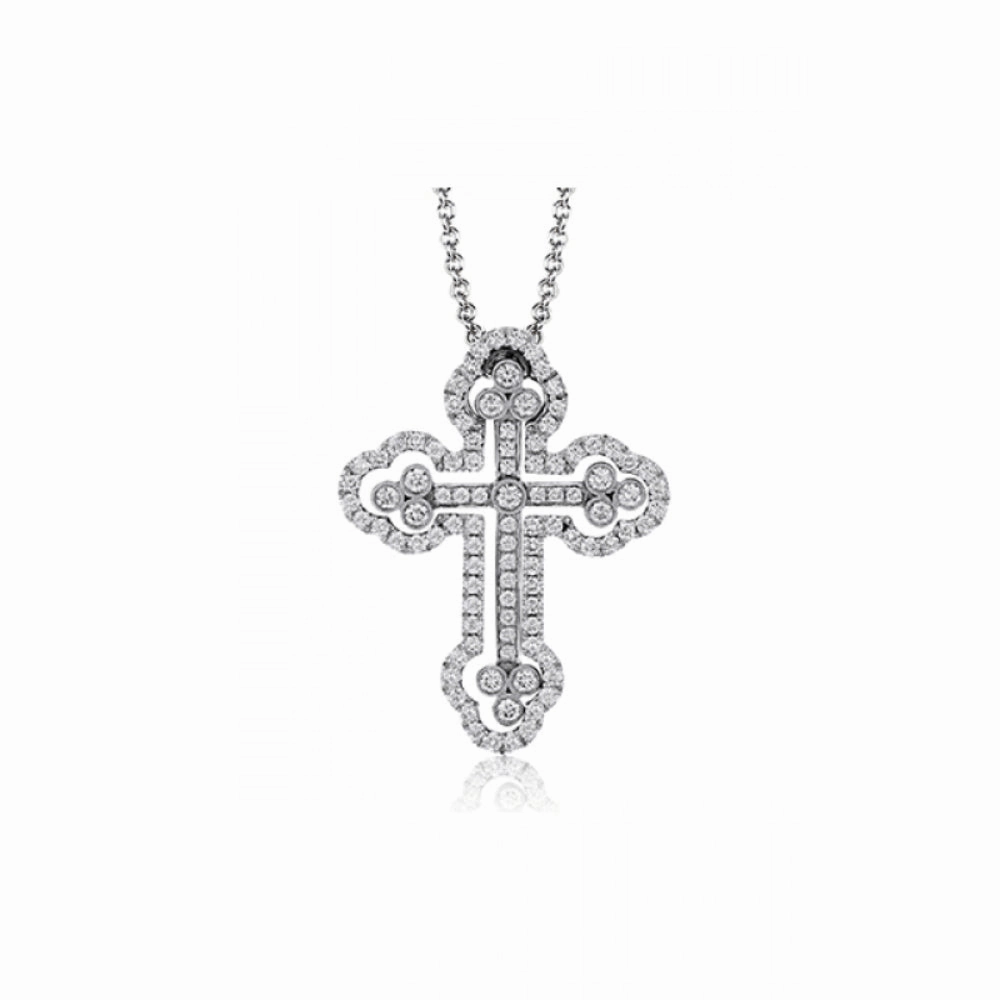 Simon G. 18k Two Piece Diamond Cross Pendant