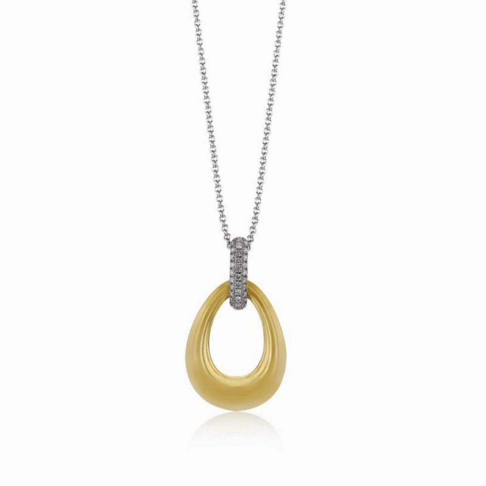 Simon G. 18k Two-Tone Loop Drop Pendant with Diamonds
