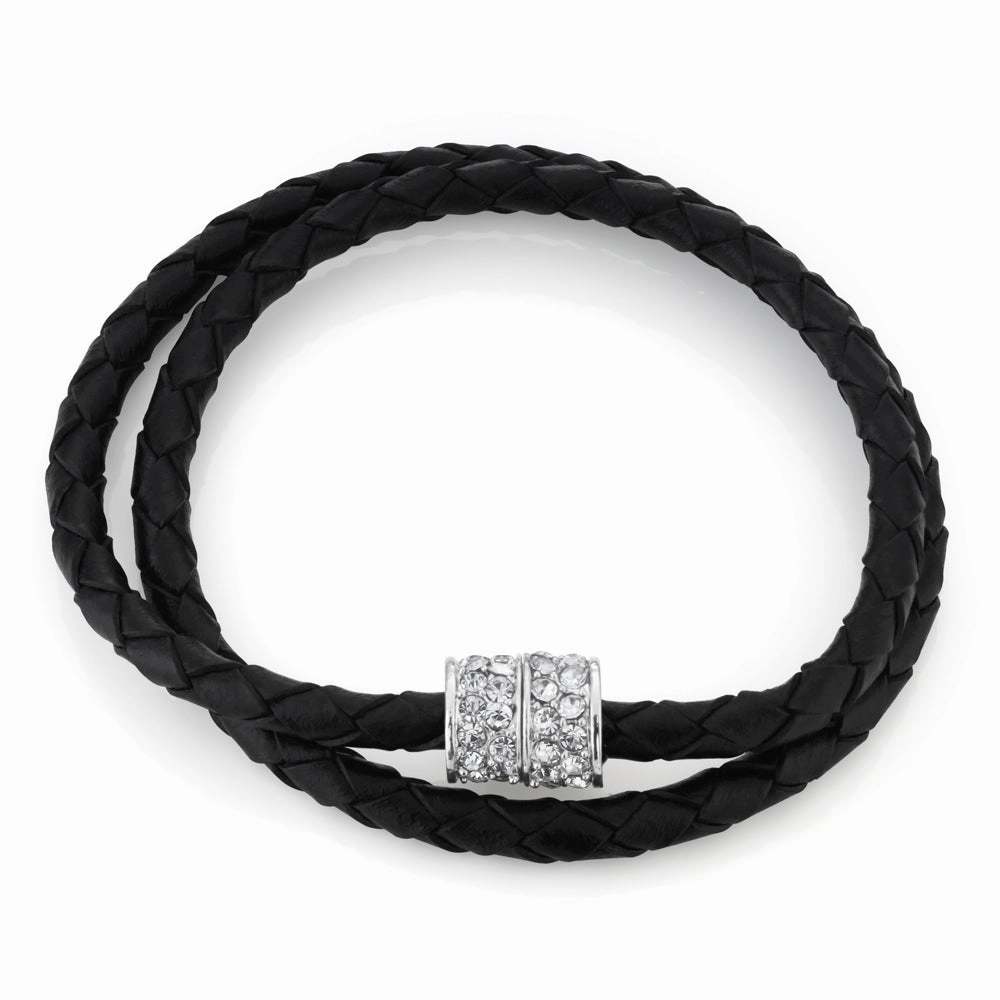 Stainless Steel Crystal Double Wrap Fancy Bracelet