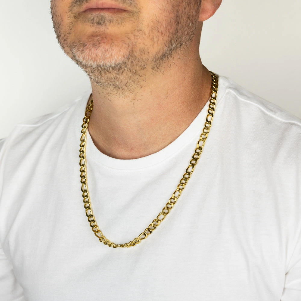 Stainless-Steel Gold-Plated Figaro 1:3 Fancy 60cm Chain