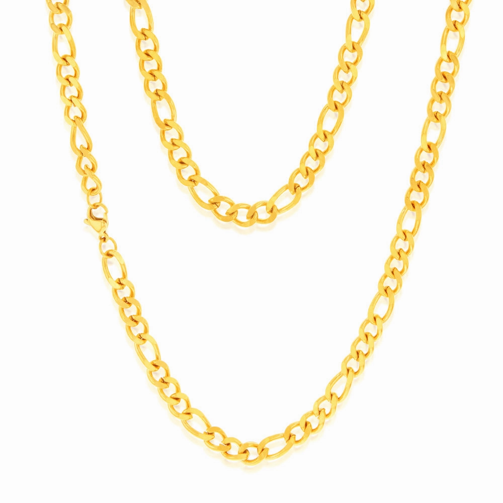 Stainless-Steel Gold-Plated Figaro 1:3 Fancy 60cm Chain