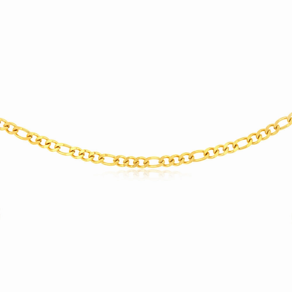 Stainless-Steel Gold-Plated Figaro 1:3 Fancy 60cm Chain