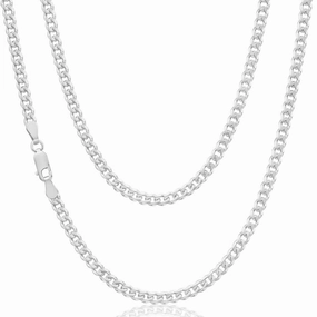 Sterling Silver 100 Gauge Diamond Cut 50cm Curb Chain