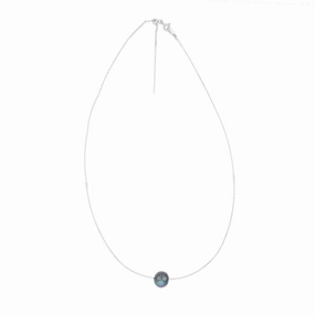 Sterling Silver 10-12mm Dyed Black Fresh Water Pearl On Adjustable Choker Chain